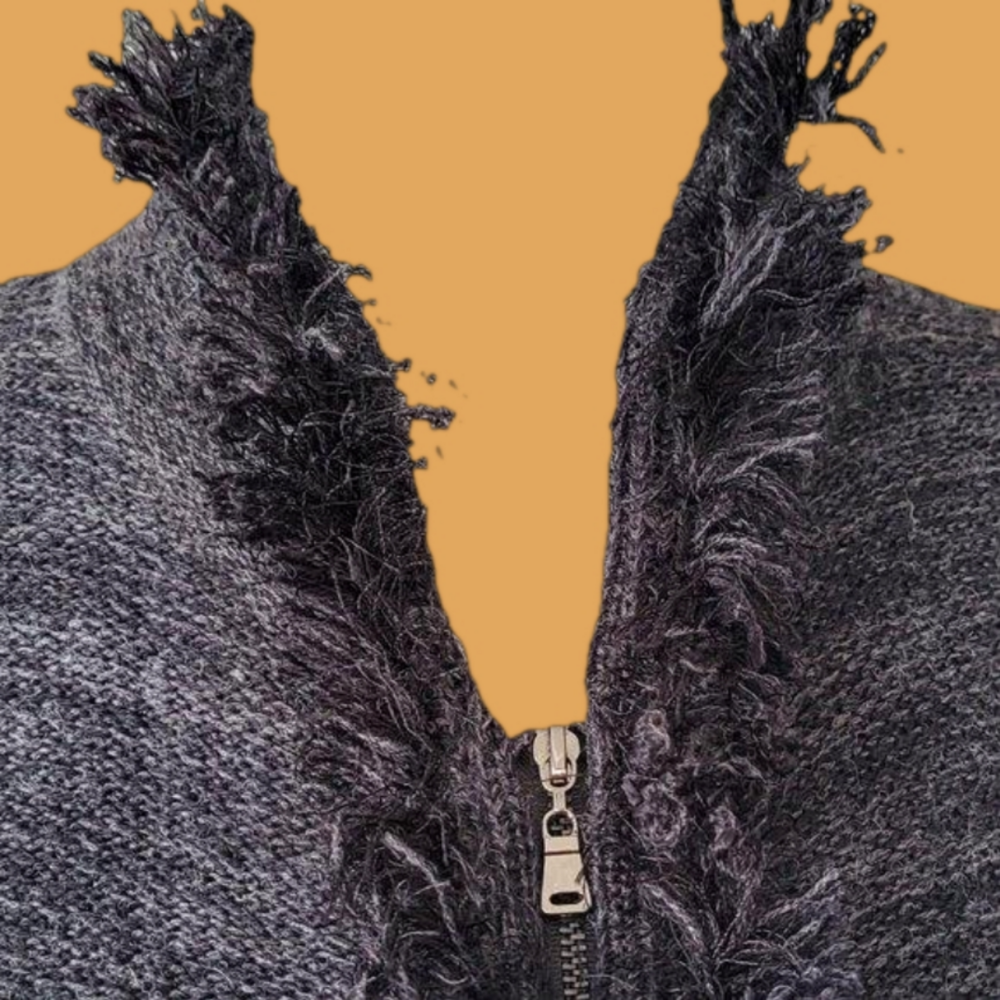Tahari Black Knit Sweater Tunic / Jacket, sz M